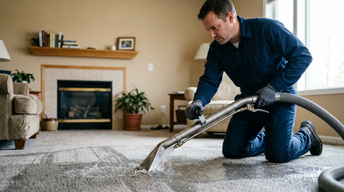 Water damage restoration technician working near Clarence, MO